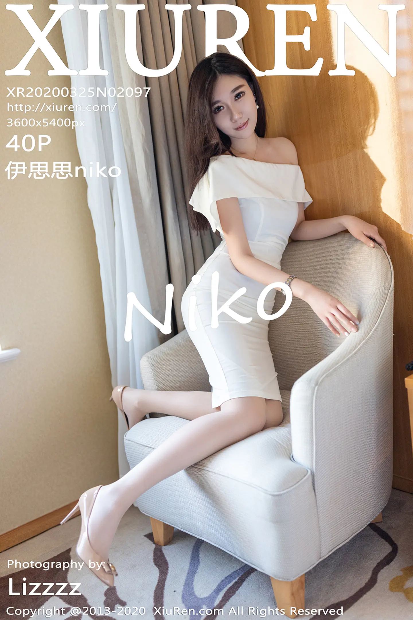 [XiuRen秀人网]VOL.2097 嫩模伊思思niko白色典雅气质长裙配肉丝袜秀美腿玉足性感写真40P-秀人网官方网站